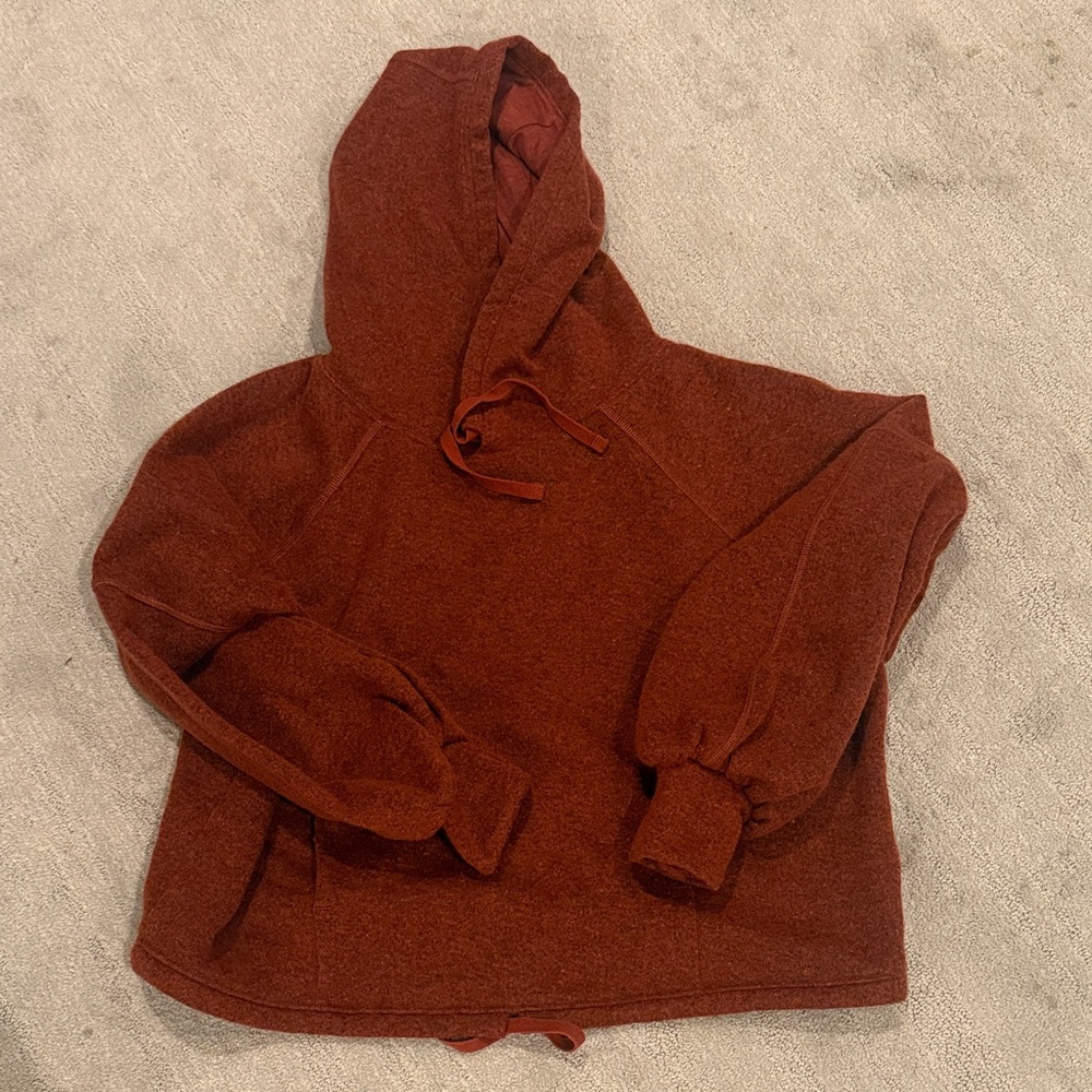 PrAna Ziller Sweatshirt Womens Small Orange Hooded Pullover Gingerbread Wool